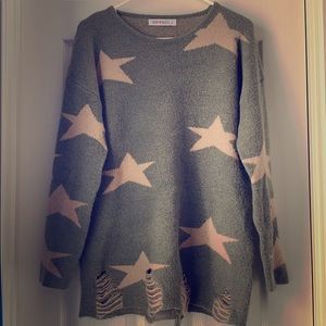 Distressed star ⭐️ sweater. Like New! Size small.
